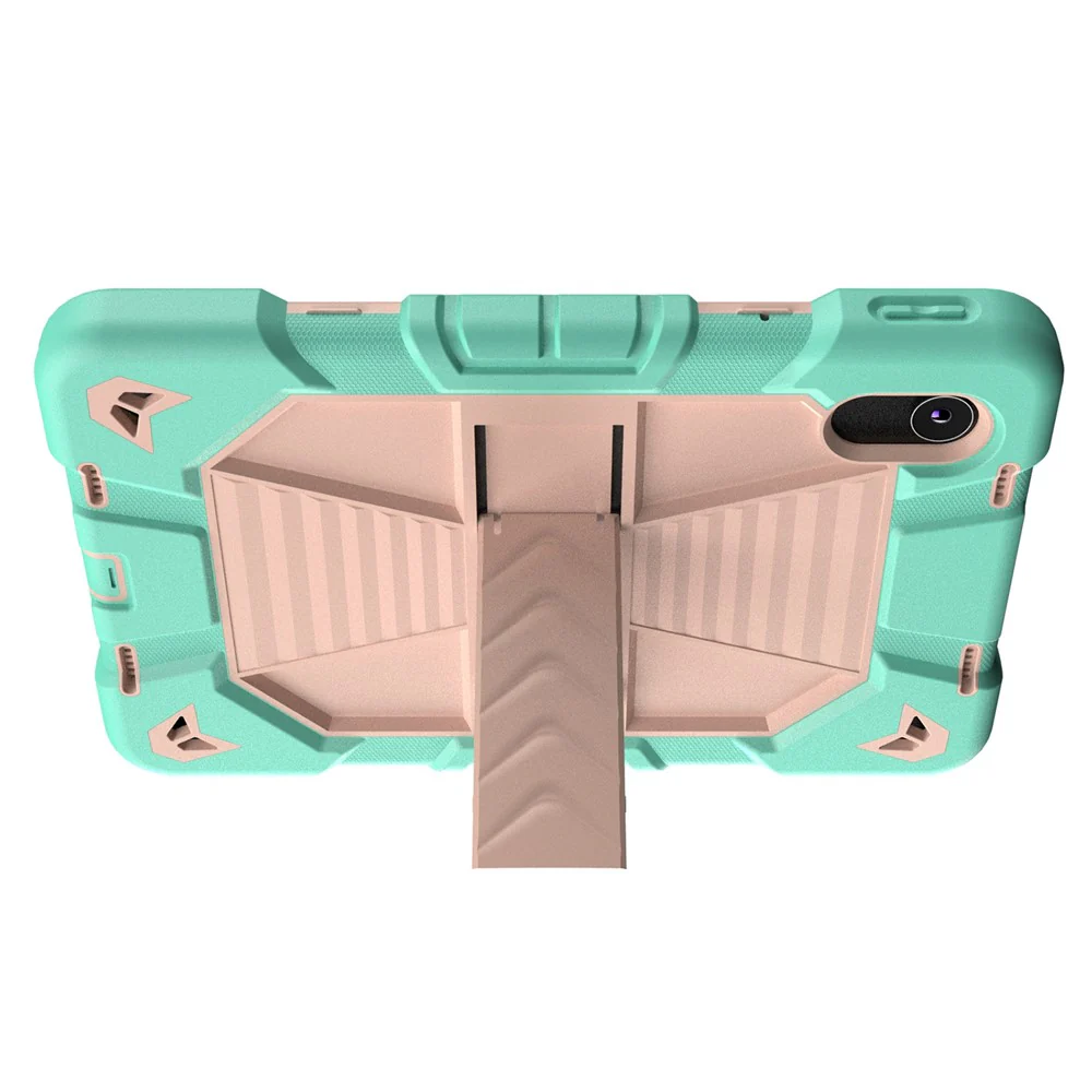 Tablet Case For Lenovo Tab M11 TB330FU 331FC / K11 / Xiaoxin Pad 11 2024 PC + Silicone Shockproof Protective Cover with Kickstand - Green + Pink - Image 4