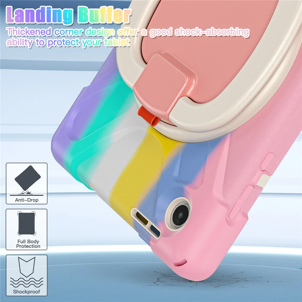 Tablet Case for Lenovo Tab M8 (4th Gen) 2024 TB-301XU / M8 (4th Gen) 2023 TB-300FU PC + Silicone Rotary Kickstand Cover - Colorful Pink - Image 4