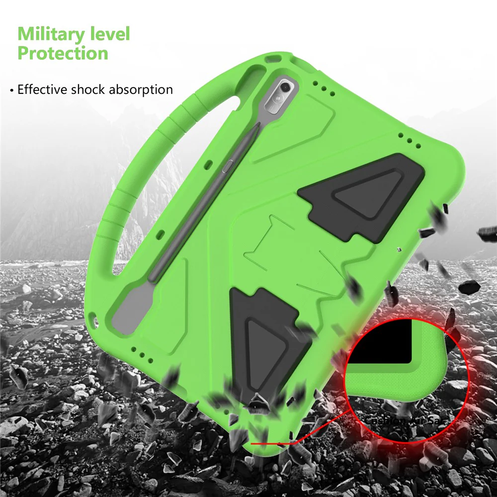 Tablet Case for Lenovo Tab P11 Pro Gen 2, Portable Handle Foldable Kickstand Shockproof EVA Protective Cover - Green - Image 5