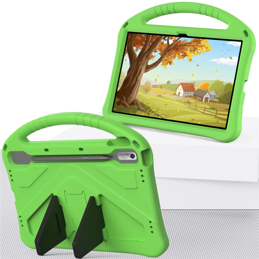 Tablet Case for Lenovo Tab P11 Pro Gen 2, Portable Handle Foldable Kickstand Shockproof EVA Protective Cover - Green - Image 7