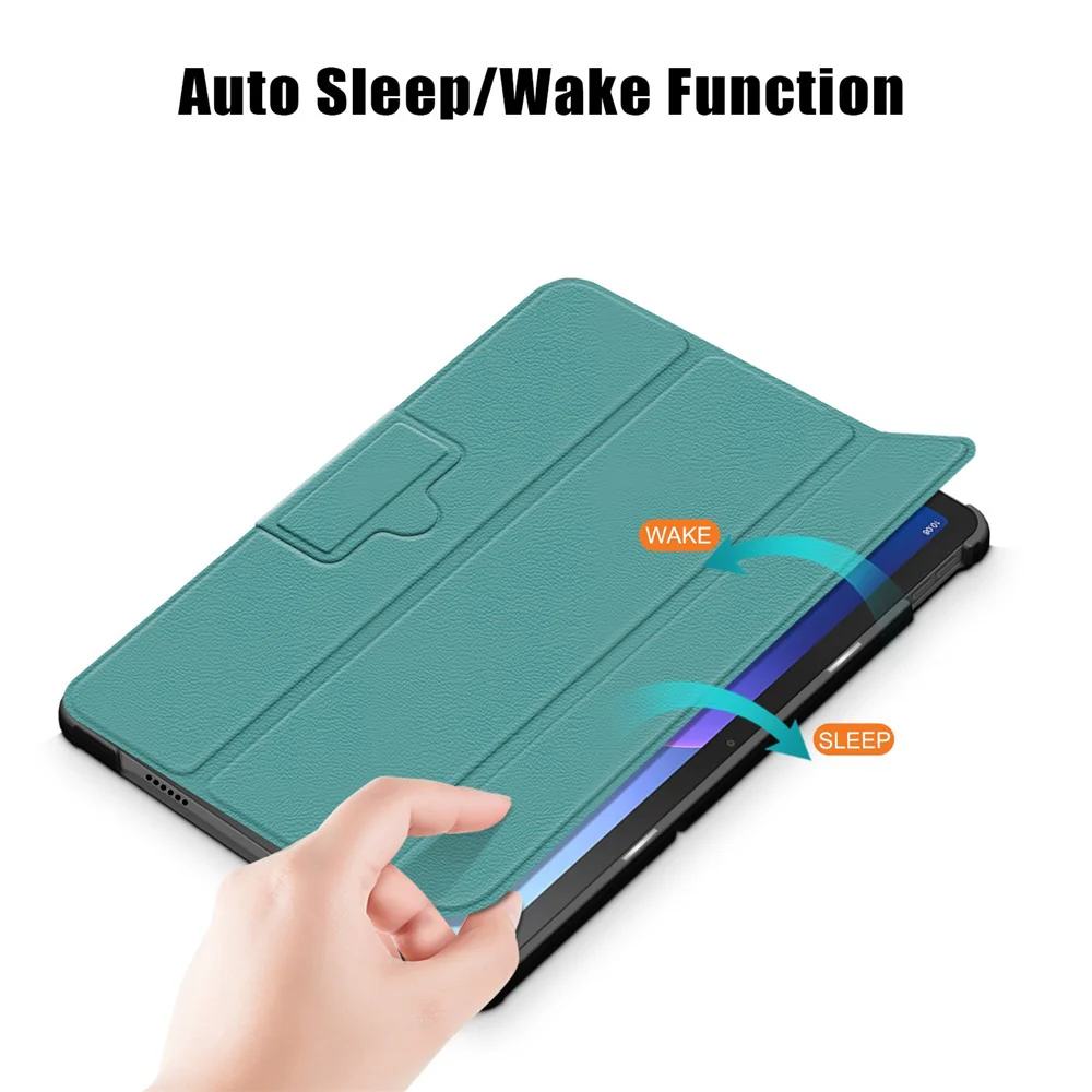 Tablet Covering Shell for Lenovo Tab M10 Plus (3rd Gen) / Xiaoxin Pad 2022 10.6 inch 125FTB-128F PC+PU Leather Trifold Stand Case - Blackish Green - Image 5