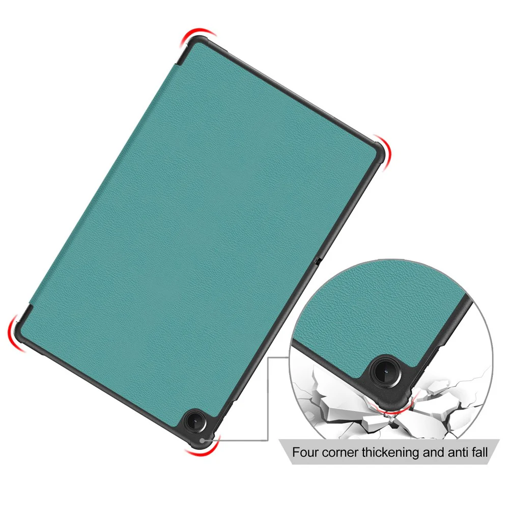 Tablet Covering Shell for Lenovo Tab M10 Plus (3rd Gen) / Xiaoxin Pad 2022 10.6 inch 125FTB-128F PC+PU Leather Trifold Stand Case - Blackish Green - Image 7