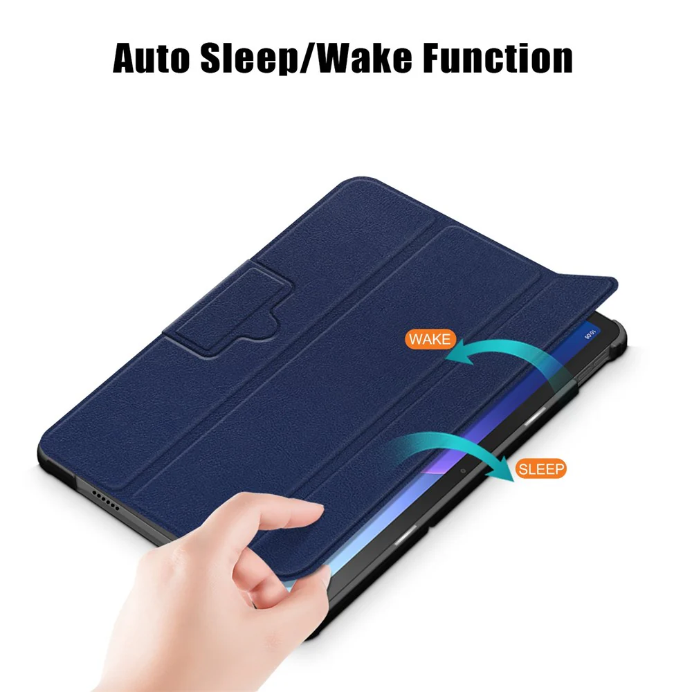 Tablet Covering Shell for Lenovo Tab M10 Plus (3rd Gen) / Xiaoxin Pad 2022 10.6 inch 125FTB-128F PC+PU Leather Trifold Stand Tablet Case - Dark Blue - Image 5
