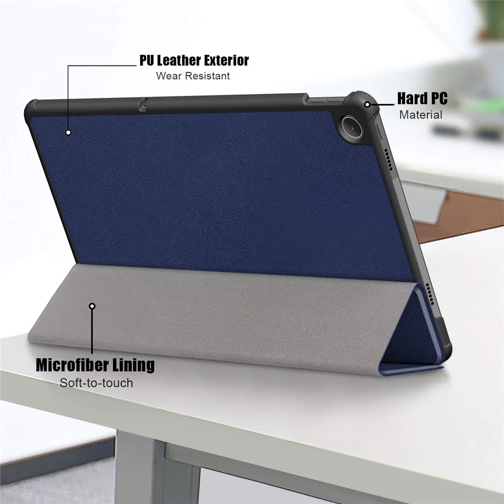 Tablet Covering Shell for Lenovo Tab M10 Plus (3rd Gen) / Xiaoxin Pad 2022 10.6 inch 125FTB-128F PC+PU Leather Trifold Stand Tablet Case - Dark Blue - Image 8