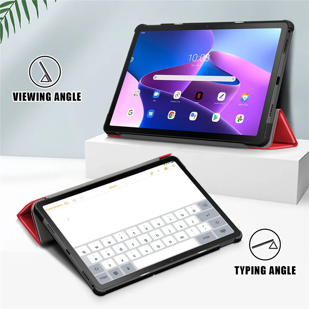 Tablet Covering Shell for Lenovo Tab M10 Plus (3rd Gen) / Xiaoxin Pad 2022 10.6 inch 125FTB-128F PC+PU Leather Trifold Stand Tablet Case - Red - Image 5