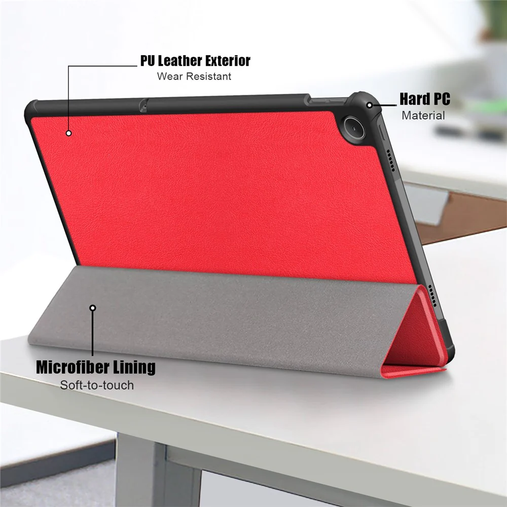Tablet Covering Shell for Lenovo Tab M10 Plus (3rd Gen) / Xiaoxin Pad 2022 10.6 inch 125FTB-128F PC+PU Leather Trifold Stand Tablet Case - Red - Image 8