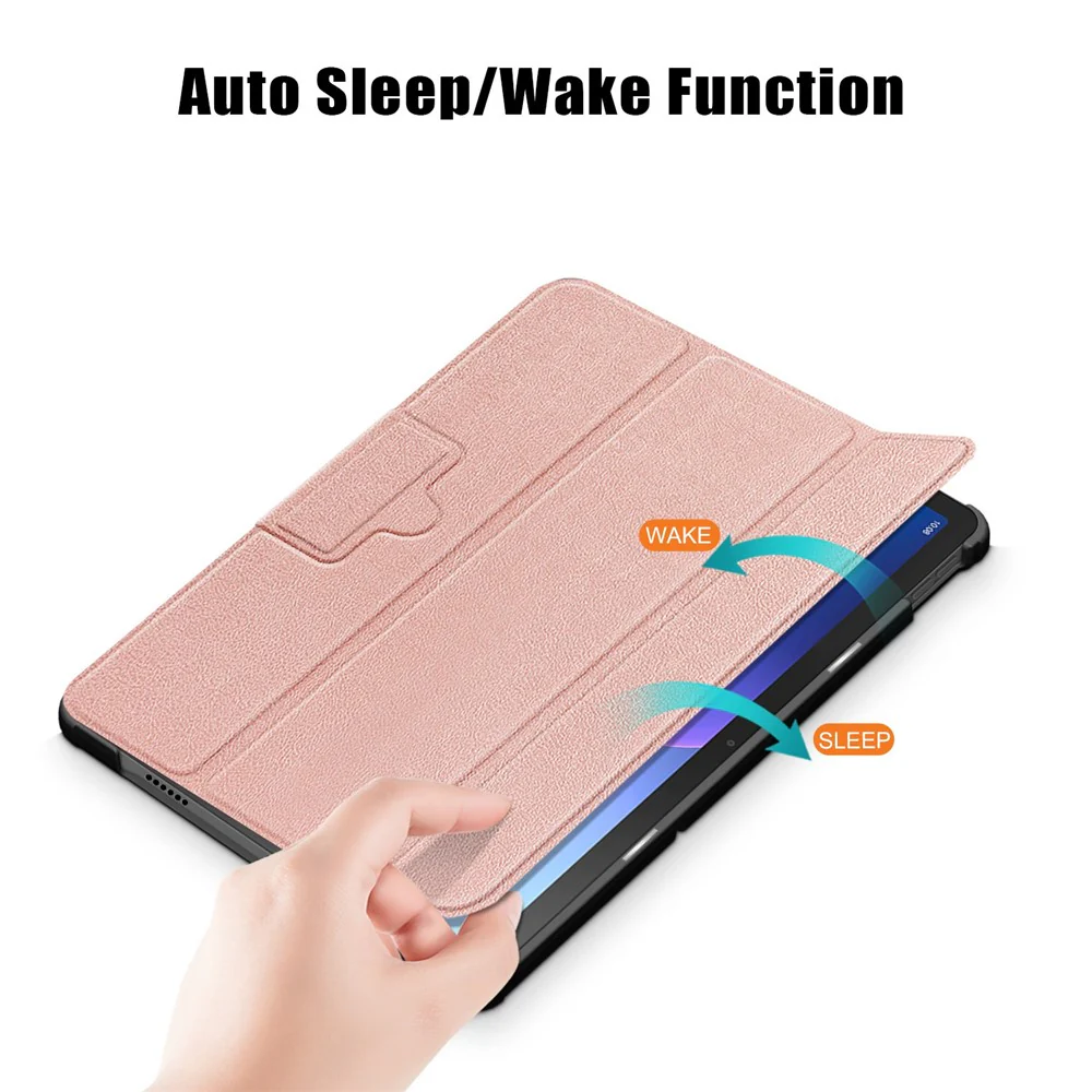 Tablet Covering Shell for Lenovo Tab M10 Plus (3rd Gen) / Xiaoxin Pad 2022 10.6 inch 125FTB-128F PC+PU Leather Trifold Stand Tablet Case - Rose Gold - Image 5