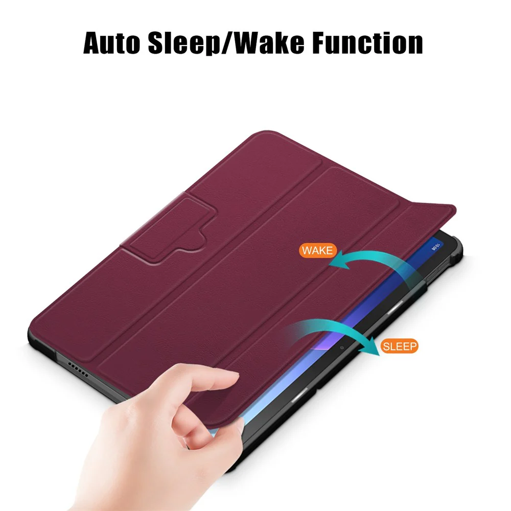 Tablet Covering Shell for Lenovo Tab M10 Plus (3rd Gen) / Xiaoxin Pad 2022 10.6 inch 125FTB-128F PC+PU Leather Trifold Stand Tablet Case - Wine Red - Image 5