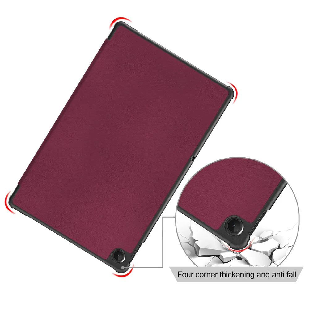 Tablet Covering Shell for Lenovo Tab M10 Plus (3rd Gen) / Xiaoxin Pad 2022 10.6 inch 125FTB-128F PC+PU Leather Trifold Stand Tablet Case - Wine Red - Image 7