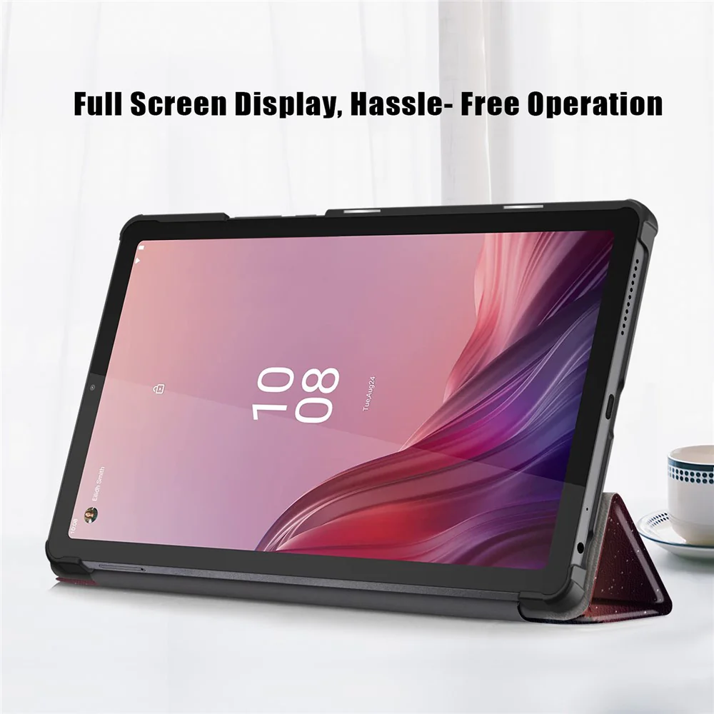 Tablet Leather Case for Lenovo Tab M9 TB-310FU , Tri-fold Stand Pattern Printing Tablet Cover with Auto Wake / Sleep - Nightfall - Image 2