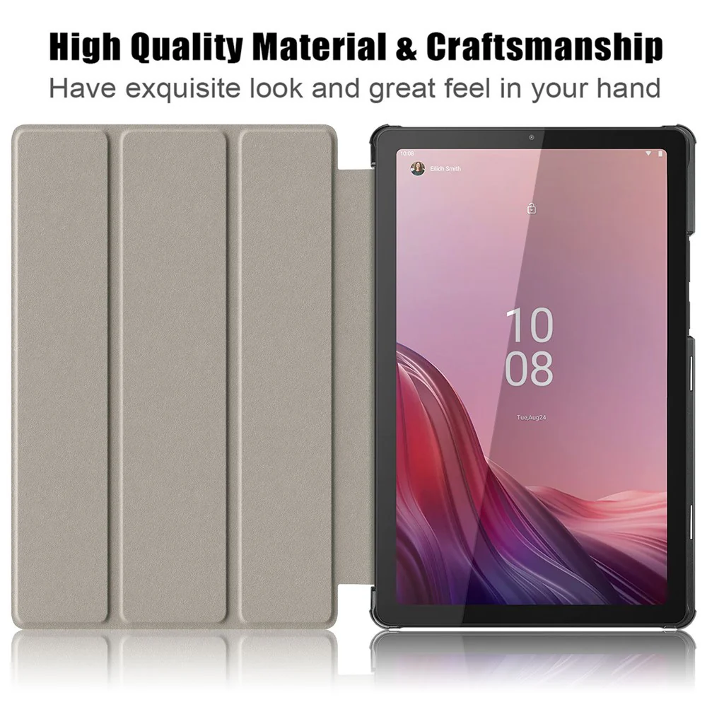 Tablet Leather Case for Lenovo Tab M9 TB-310FU , Tri-fold Stand Pattern Printing Tablet Cover with Auto Wake / Sleep - Nightfall - Image 3