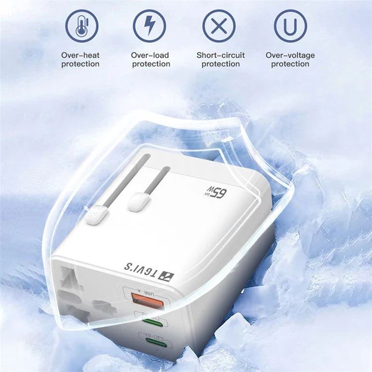 TGVI'S Universal Series PD 65W Global Charger GaN Wall Charger Adapter - Image 4