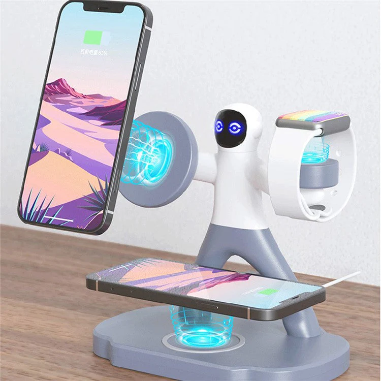 TH03 For Apple Watch / AirPods / Cellphone 3-in-1 Desktop Charging Stand 15W Magnetic Wireless Charger - Black - Image 5