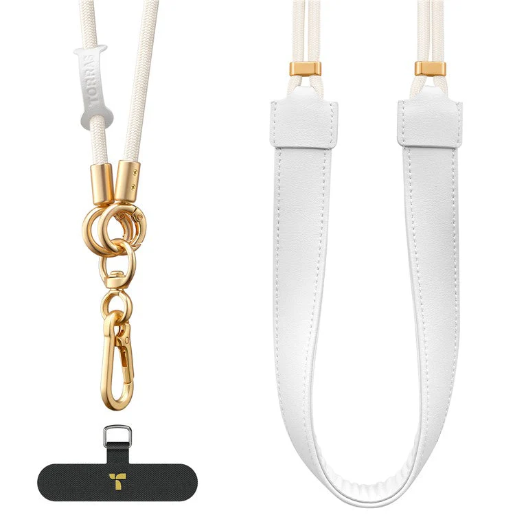 TORRAS Loopgo Leather Phone Lanyard Adjustable Crossbody Neck Strap Phone Lanyard with Tether Tab - White - Image 2