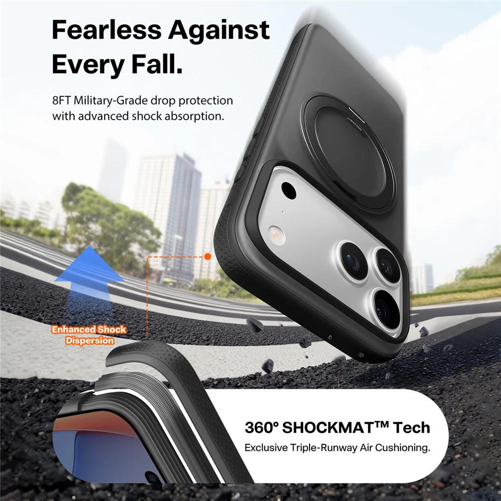 TORRAS O Fitness Series For iPhone 17 Pro Max Case Compatible with MagSafe TPU PC Kickstand Phone Cover - Black - Image 3