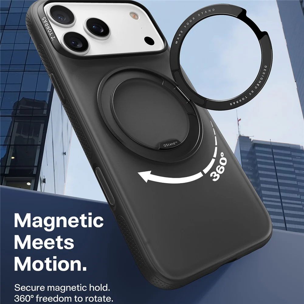 TORRAS O Fitness Series For iPhone 17 Pro Max Case Compatible with MagSafe TPU PC Kickstand Phone Cover - Black - Image 4