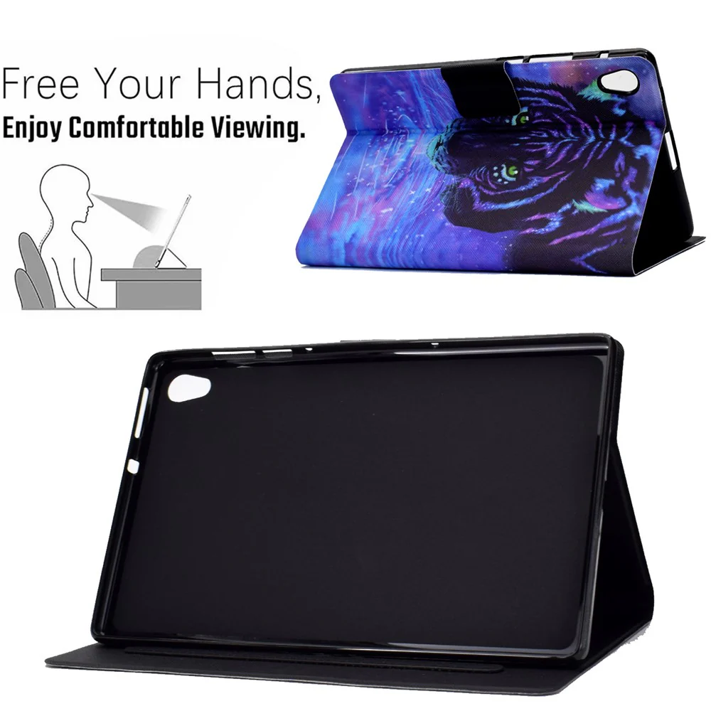 TPU + PU Leather Pattern Printing Card Holder Tablet Case for Lenovo Tab M10 HD Gen 2 X306X - Tiger - Image 3