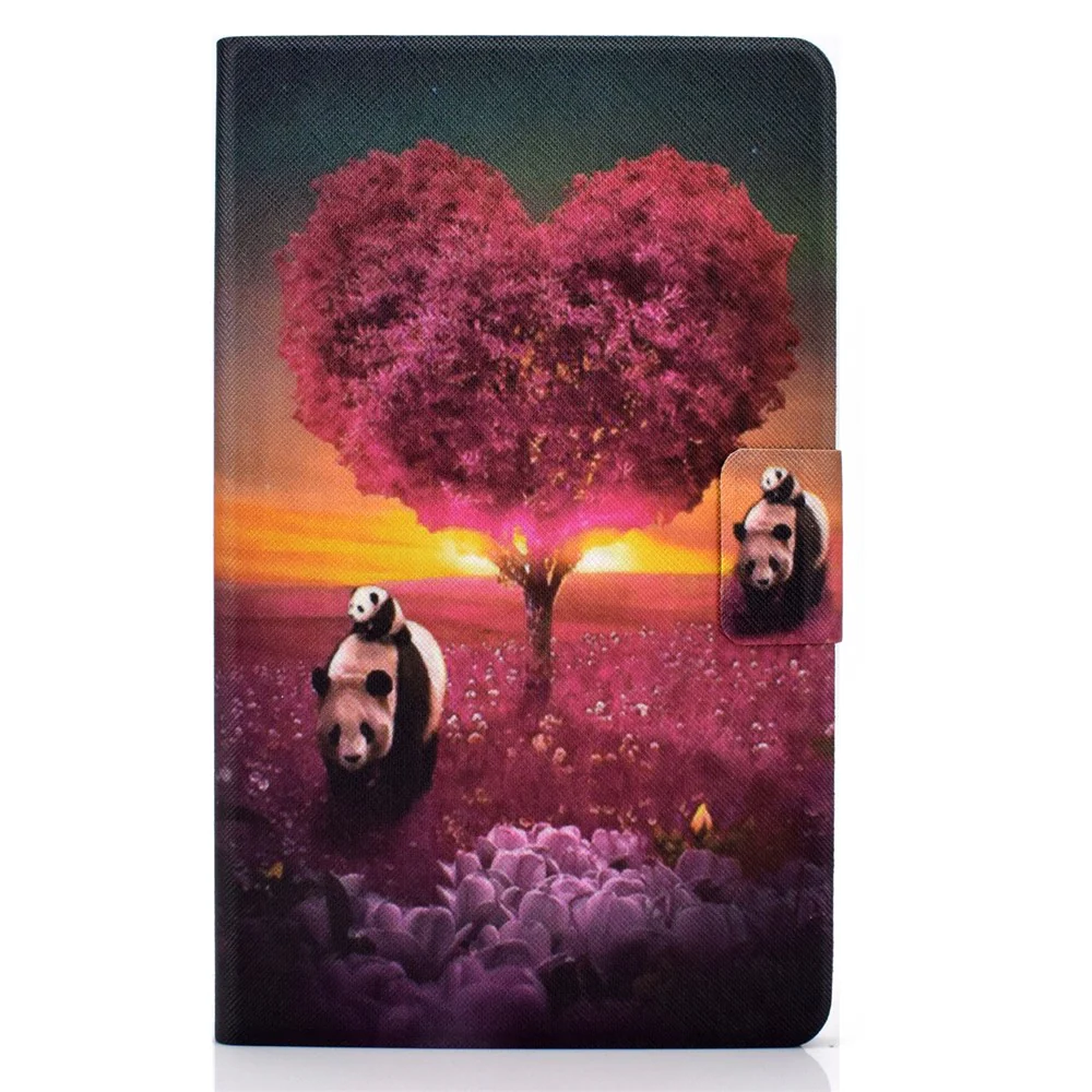 TPU + PU Leather Pattern Printing Tablet Case for Lenovo Tab M10 Plus - Pandas and Tree - Image 4
