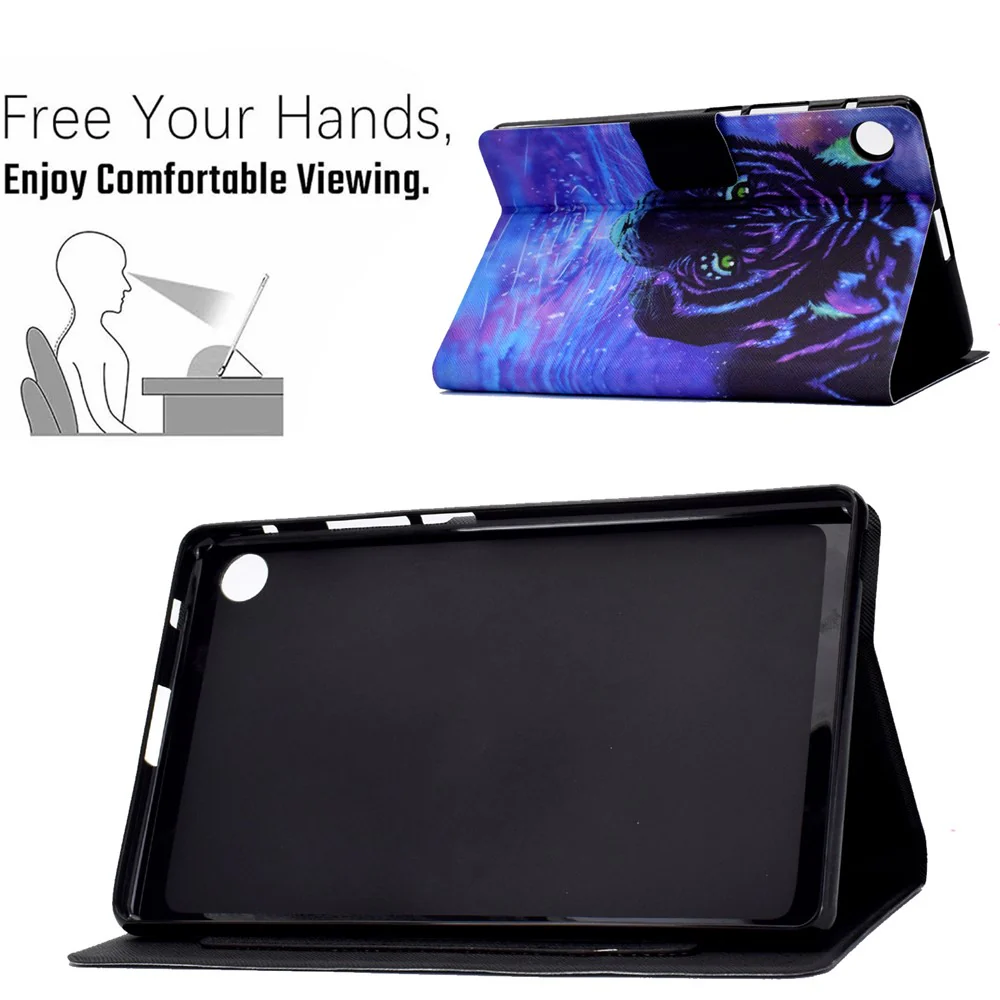 TPU + PU Leather Pattern Printing Tablet Case for Lenovo Tab M10 Plus - Tiger - Image 3