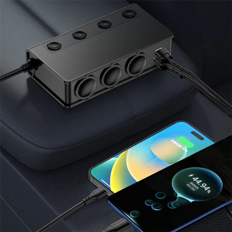 TR-54 Multi Ports USB Car Charger PD+QC3.0 Fast Car Charger Adapter 12V-24V Device 3 Socket Cigarette Lighter Splitter - Image 2