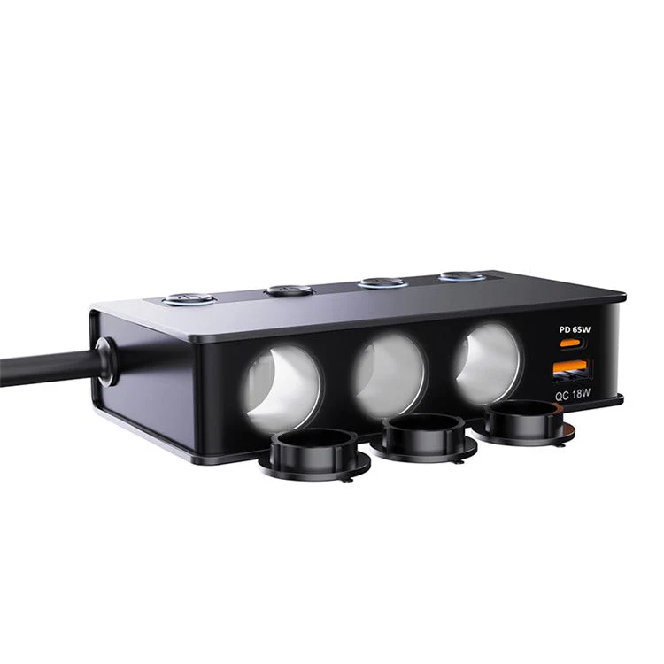 TR-54 Multi Ports USB Car Charger PD+QC3.0 Fast Car Charger Adapter 12V-24V Device 3 Socket Cigarette Lighter Splitter - Image 6