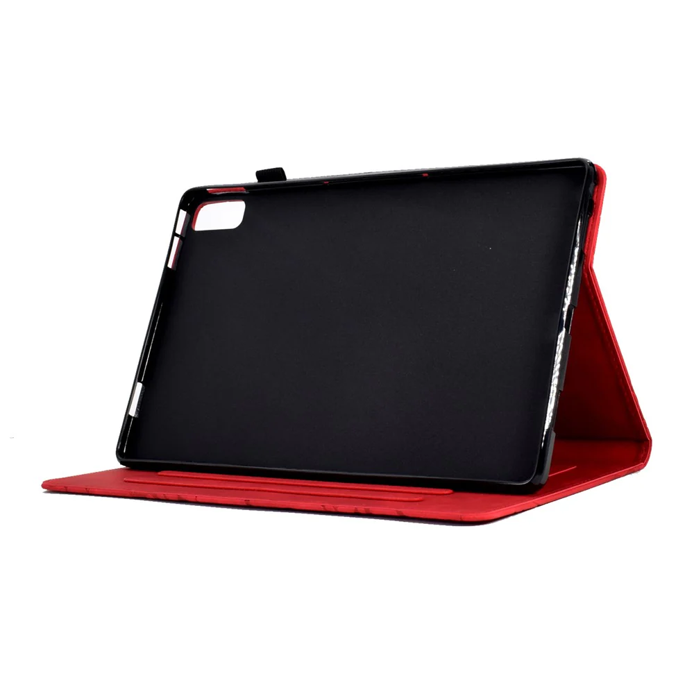 Tree Imprinted Leather Cover for Lenovo Tab M9 TB-310FU Anti-Drop Protective Case with Card Slot - Red - Image 3