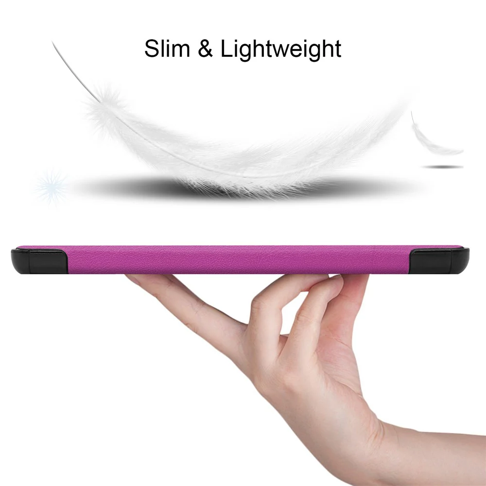 Tri-fold Leather Stand Case Textured PU Leather + PC Full Protective Tablet Case for Lenovo Tab M10 Plus TB-X606F - Purple - Image 2