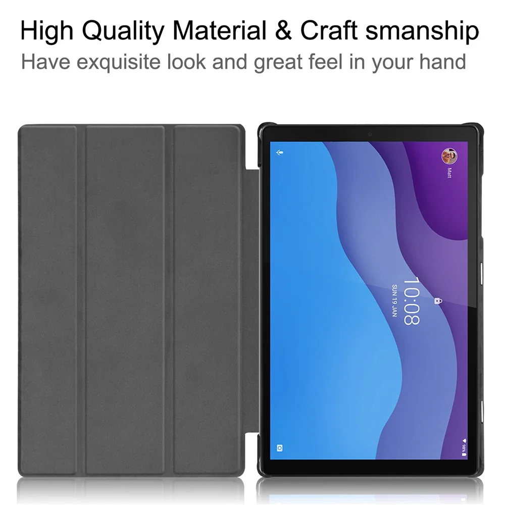 Tri-fold Leather Stand Tablet Case Narrow Bezel Multi-Color Tablet Cover for Lenovo Tab M10 HD Gen 2 TB-X306F/TB-X306X - Black - Image 8