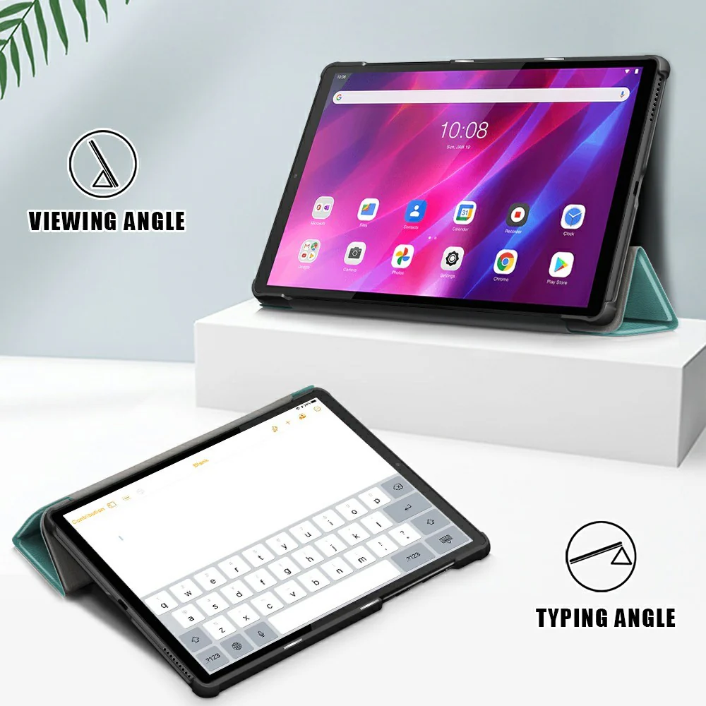 Tri-fold Soft Leather Flip Stand Smart Protective Cover with Sleep / Wake Feature for Lenovo Tab K10/Tab M10 Plus - Green - Image 2