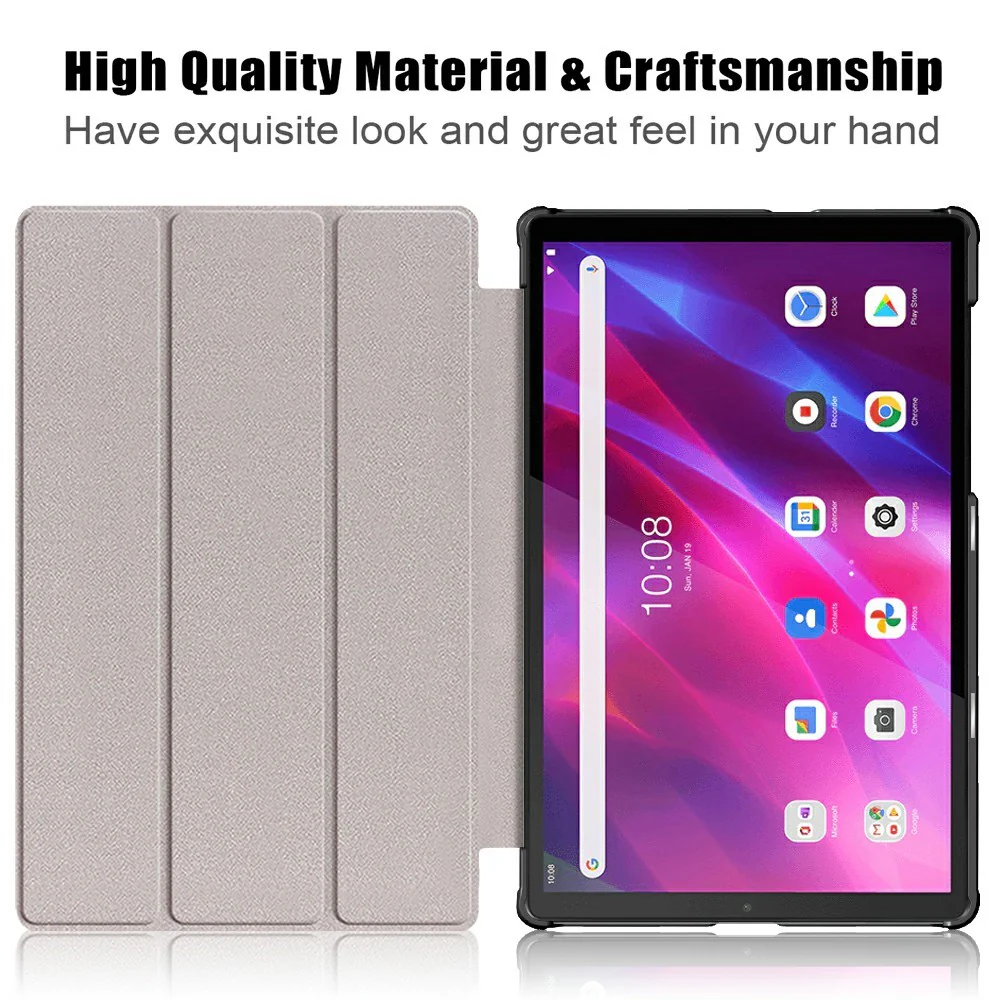 Tri-fold Soft Leather Flip Stand Smart Protective Cover with Sleep / Wake Feature for Lenovo Tab K10/Tab M10 Plus - Green - Image 6