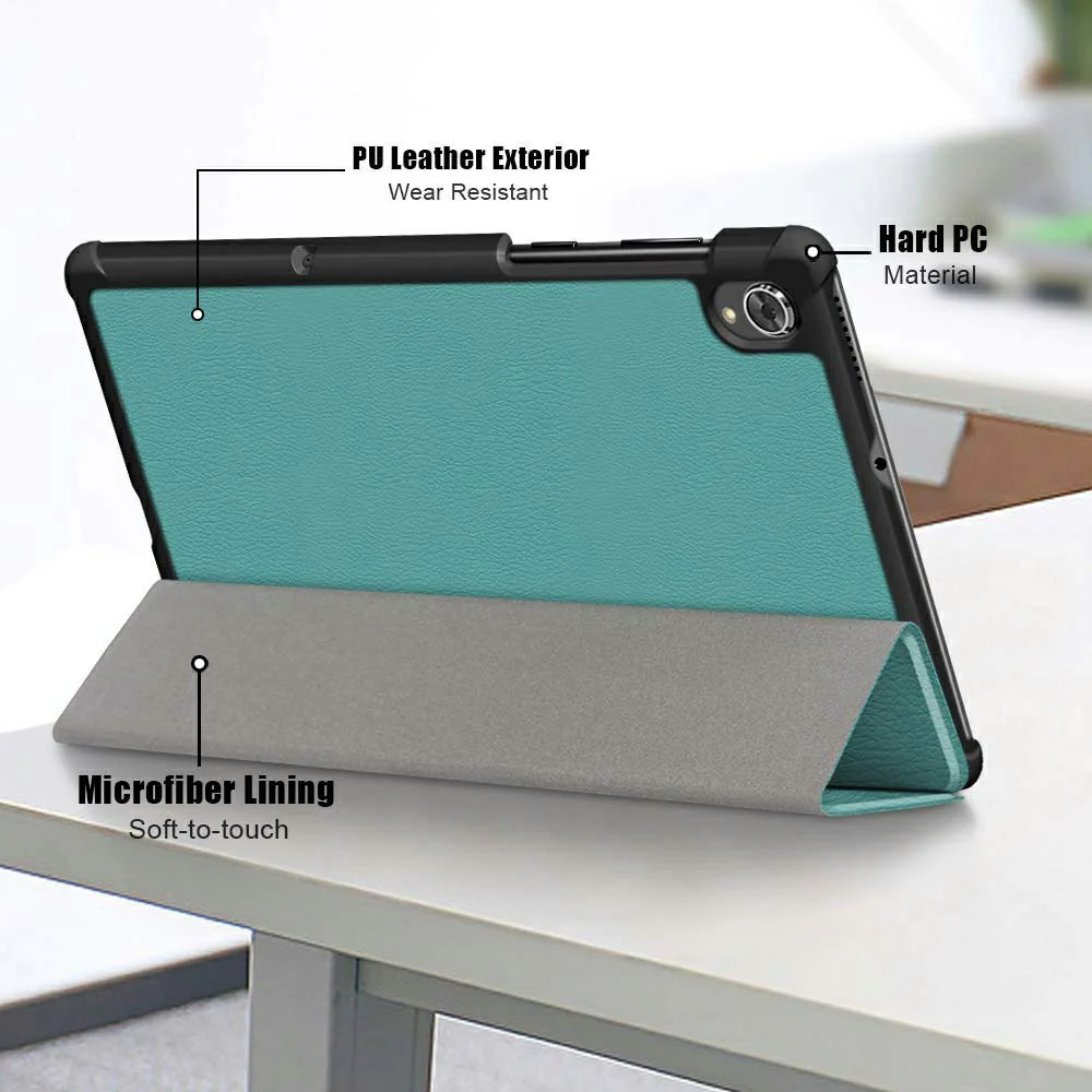 Tri-fold Soft Leather Flip Stand Smart Protective Cover with Sleep / Wake Feature for Lenovo Tab K10/Tab M10 Plus - Green - Image 8