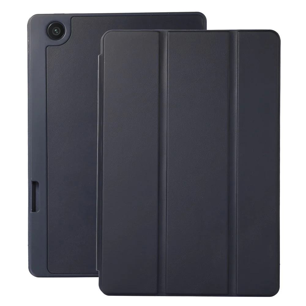 Tri-Fold Stand Cover for Lenovo Tab M10 Plus (3rd Gen) / Xiaoxin Pad 2022 10.6 inch , PU Leather Solid Color Tablet Case with Pen Holder - Blue