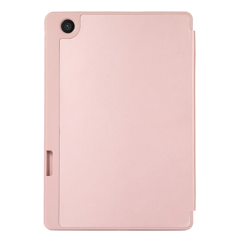 Tri-Fold Stand Cover for Lenovo Tab M10 Plus (3rd Gen) / Xiaoxin Pad 2022 10.6 inch , PU Leather Solid Color Tablet Case with Pen Holder - Pink - Image 2