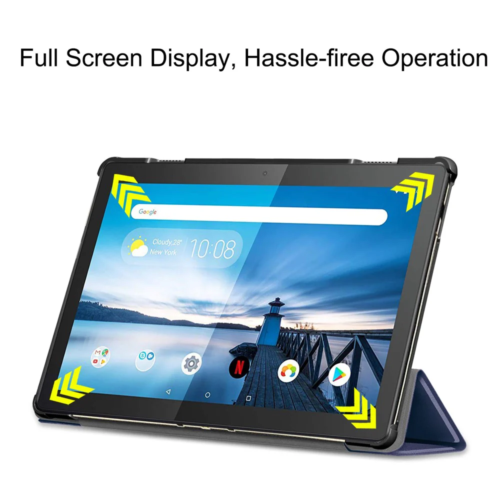 Tri-fold Stand Leather Case Narrow Bezel Design Dual-Angle Supporting Tablet Cover for Lenovo Tab M10 TB-X605F/TB-X505F - Dark Blue - Image 6