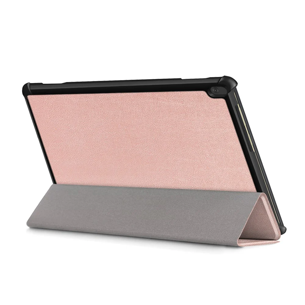 Tri-Fold Stand Leather Smart Auto Wake-Up/Sleep Case for Lenovo Tab M10 TB-X605F/TB-X505 - Rose Gold - Image 6