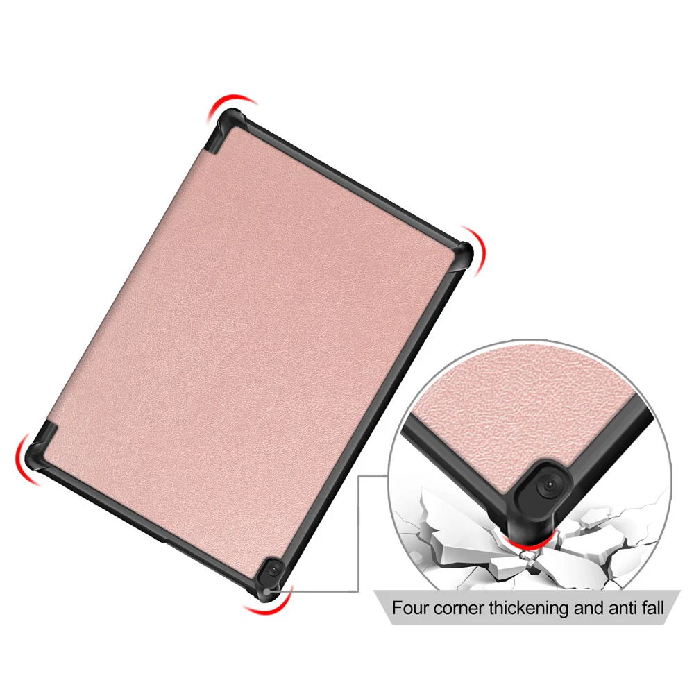 Tri-Fold Stand Leather Smart Auto Wake-Up/Sleep Case for Lenovo Tab M10 TB-X605F/TB-X505 - Rose Gold - Image 8