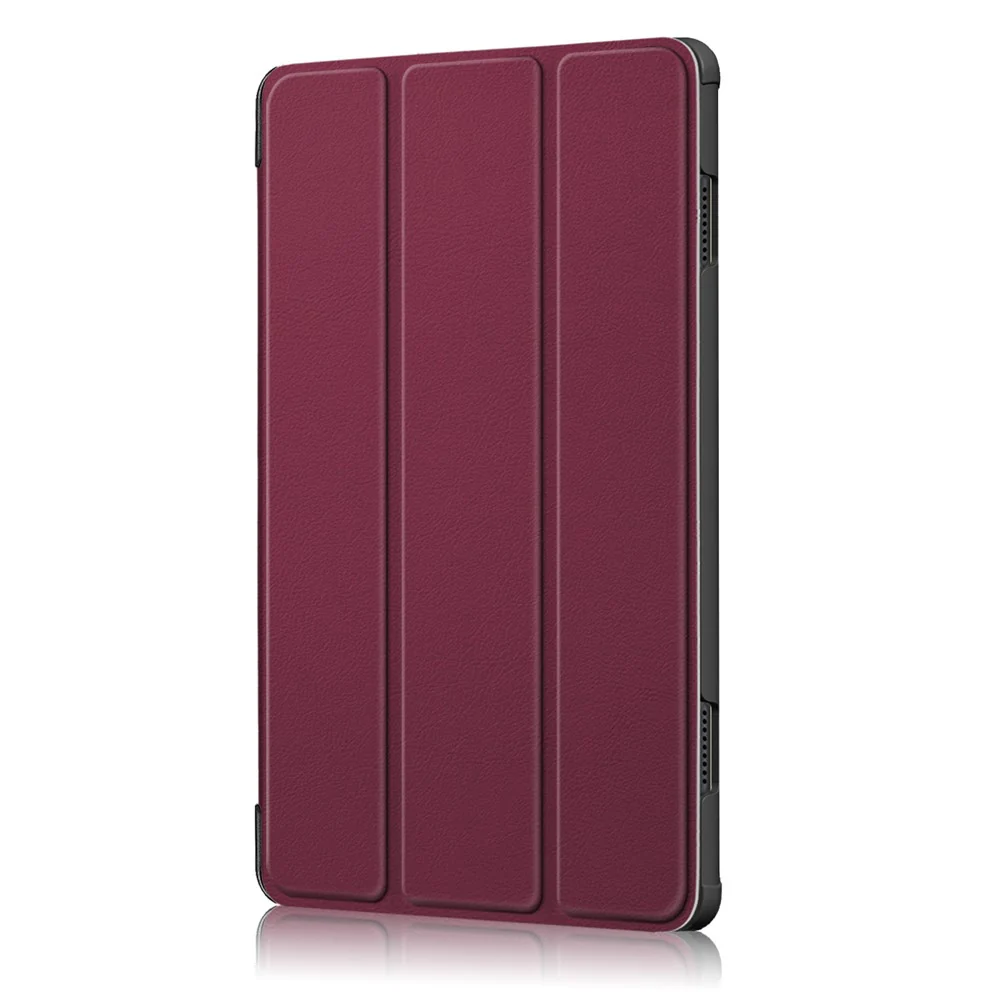 Tri-Fold Stand Leather Smart Auto Wake-Up/Sleep Case for Lenovo Tab M10 TB-X605F/TB-X505 - Wine Red - Image 4