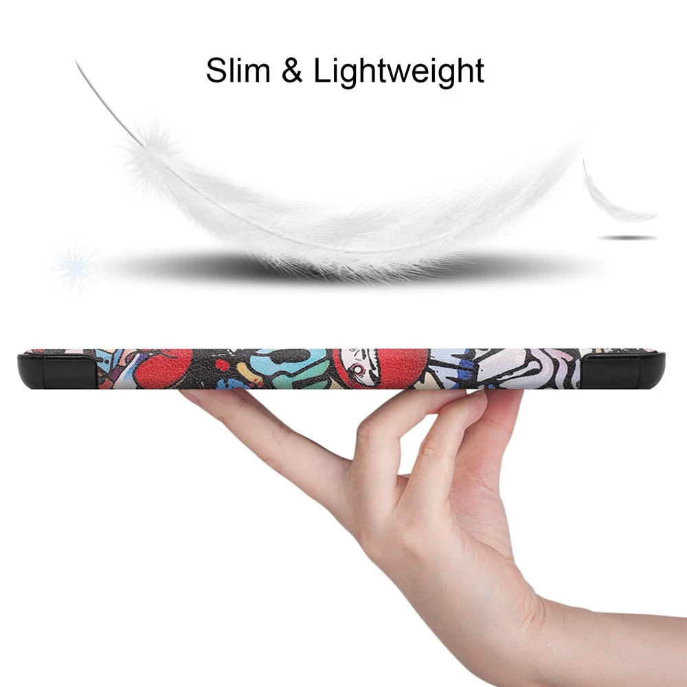 Tri-fold Stand Leather Tablet Case for Lenovo Tab M8 TB-8505X, Smart Pattern Printing Cover with Auto Wake/Sleep - Graffiti - Image 2