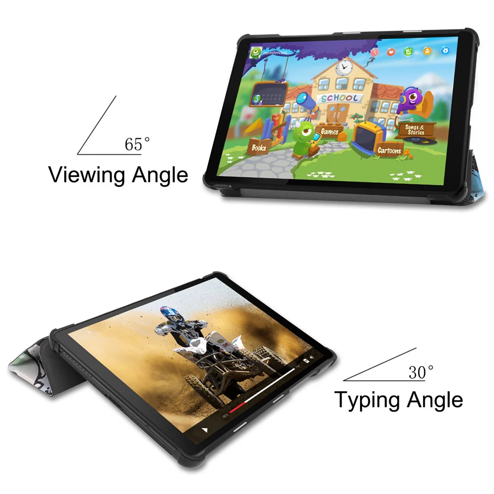 Tri-fold Stand Leather Tablet Case for Lenovo Tab M8 TB-8505X, Smart Pattern Printing Cover with Auto Wake/Sleep - Graffiti - Image 3