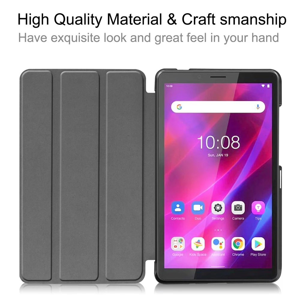 Tri-fold Stand PU Leather Tablet Well-protected Case Cover for  Lenovo Tab M7 (2nd Gen) / (3rd Gen) - Red - Image 4