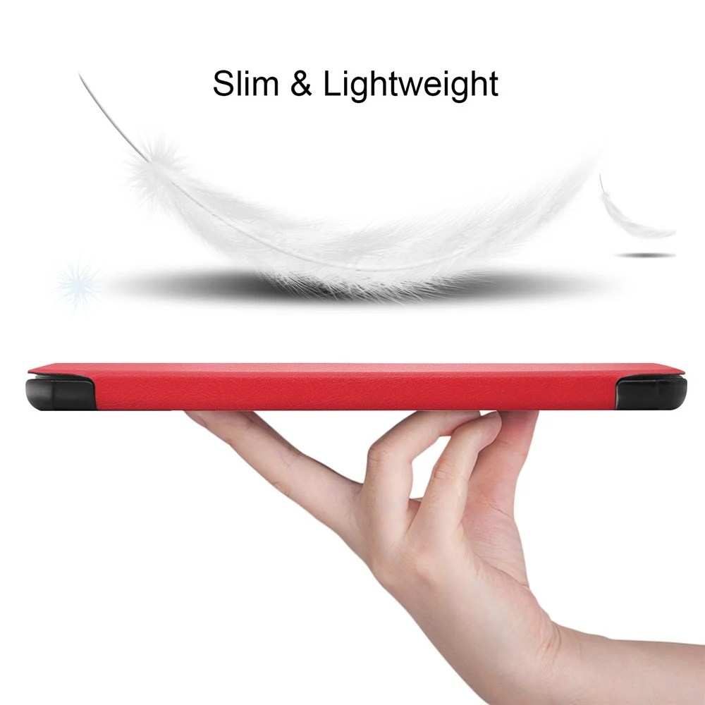 Tri-fold Stand PU Leather Tablet Well-protected Case Cover for  Lenovo Tab M7 (2nd Gen) / (3rd Gen) - Red - Image 6