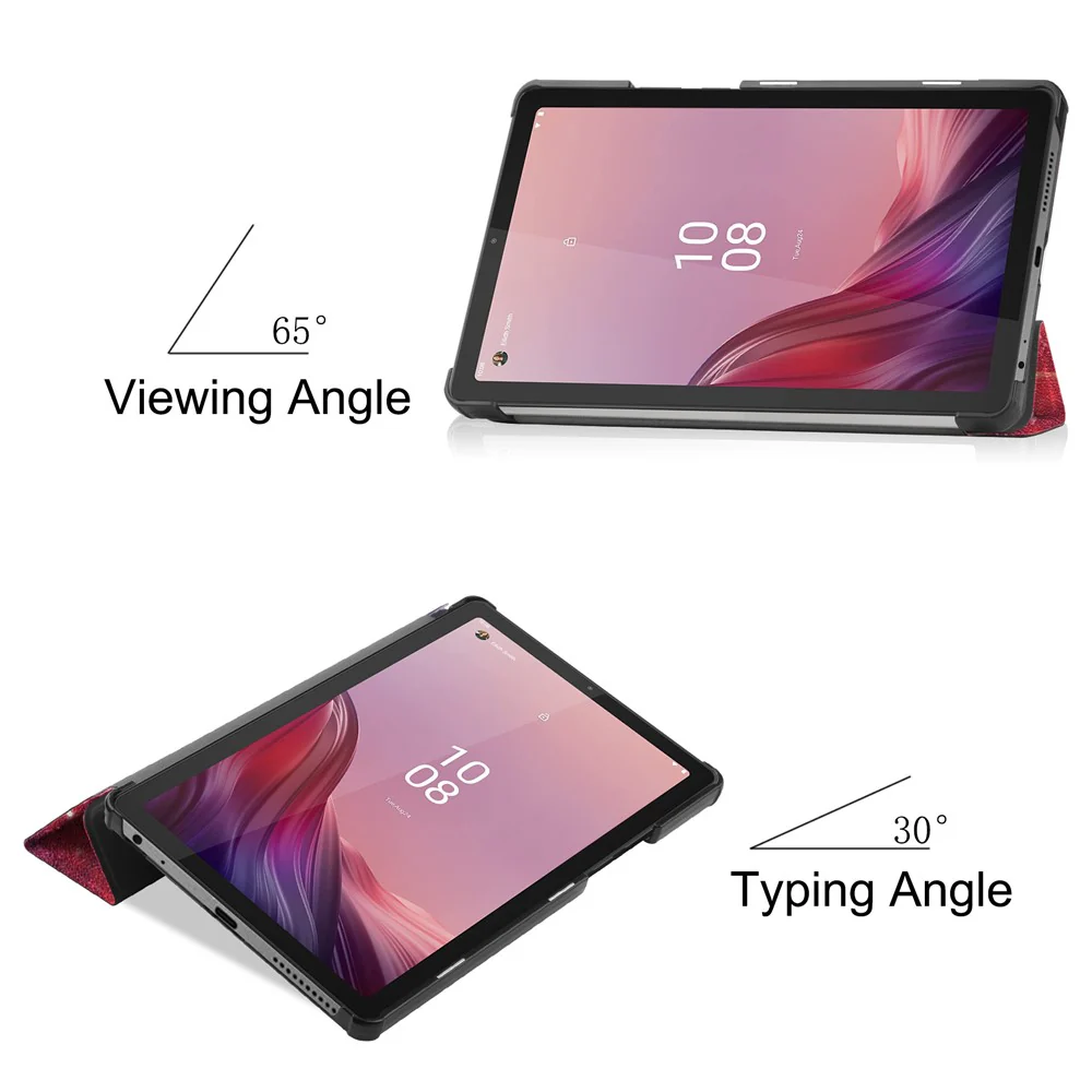 Tri-fold Stand Tablet Case for Lenovo Tab M9 Pattern Printing PU Leather + PC Protective Cover - Starry Sky - Image 3