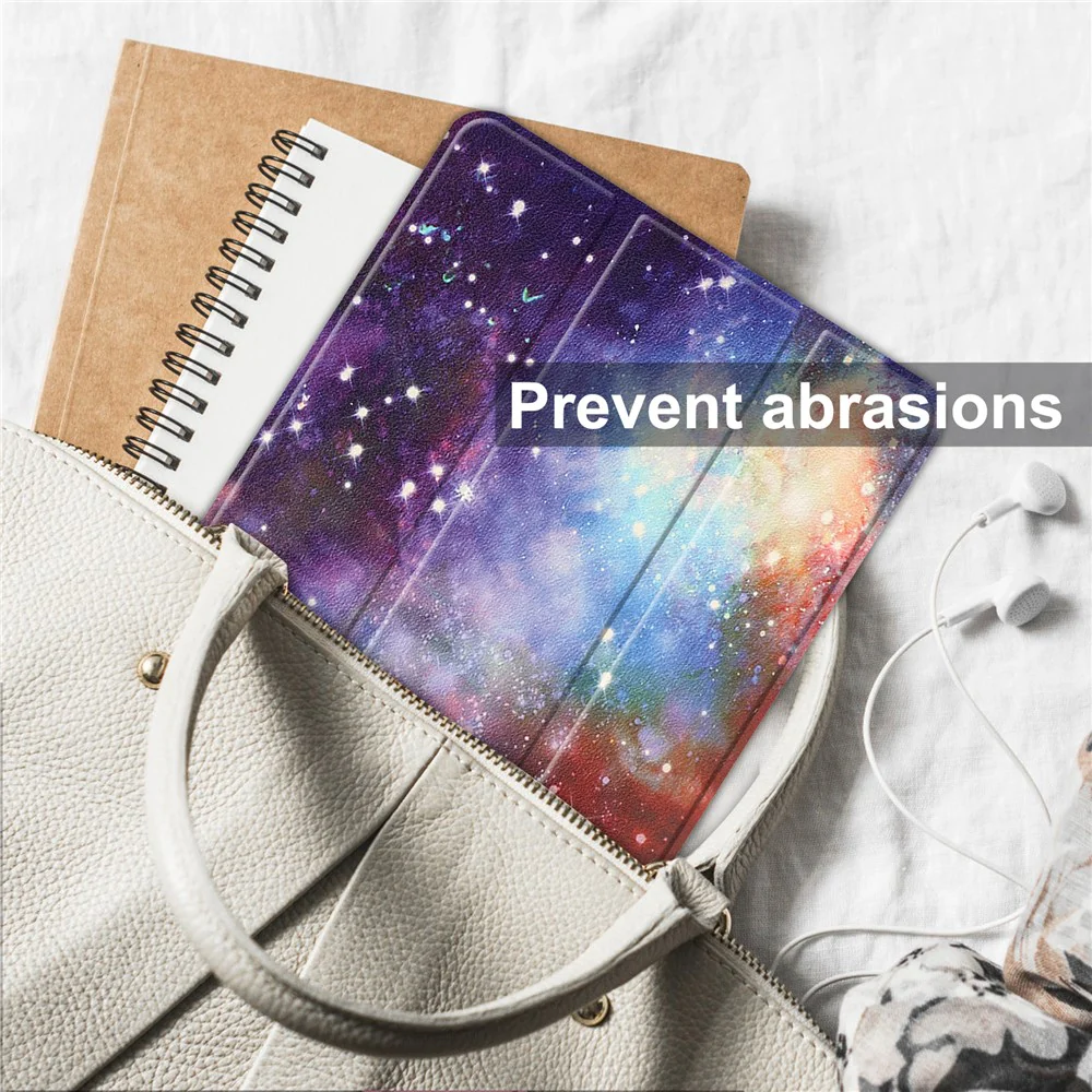 Tri-fold Stand Tablet Case for Lenovo Tab M9 Pattern Printing PU Leather + PC Protective Cover - Starry Sky - Image 8