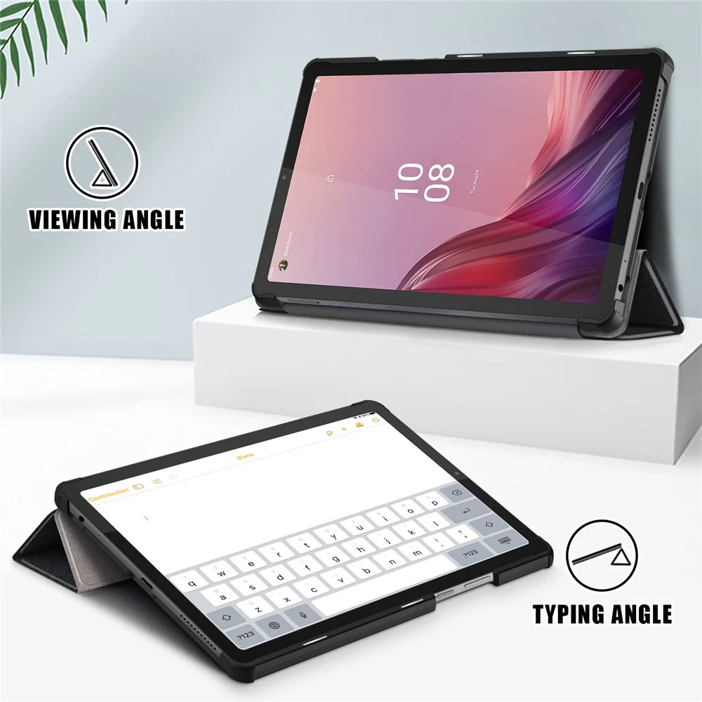 Tri-fold Stand Tablet Case for Lenovo Tab M9 TB-310FU , Auto Wake / Sleep PU Leather Tablet Cover - Black - Image 5