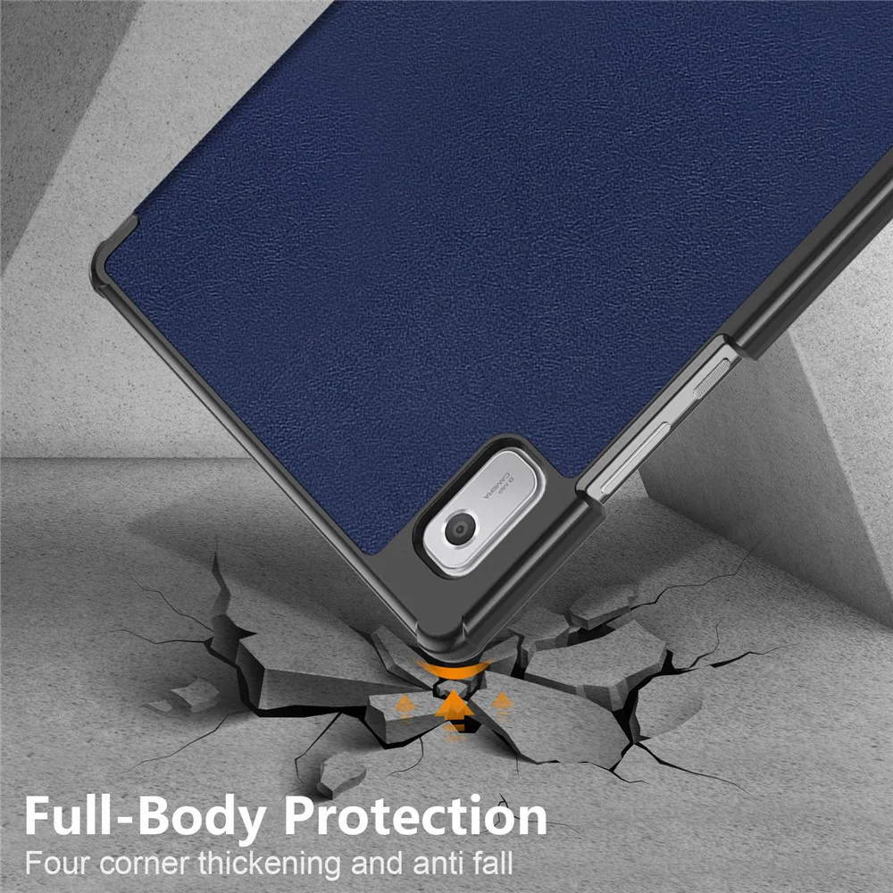 Tri-fold Stand Tablet Case for Lenovo Tab M9 TB-310FU , Auto Wake / Sleep PU Leather Tablet Cover - Dark Blue - Image 8