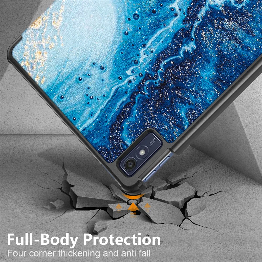 Trifold Stand Cover for Lenovo Tab M10 5G TB-360ZU , PU Leather Pattern Printing Tablet Case with Auto Sleep / Wake - Wave - Image 7