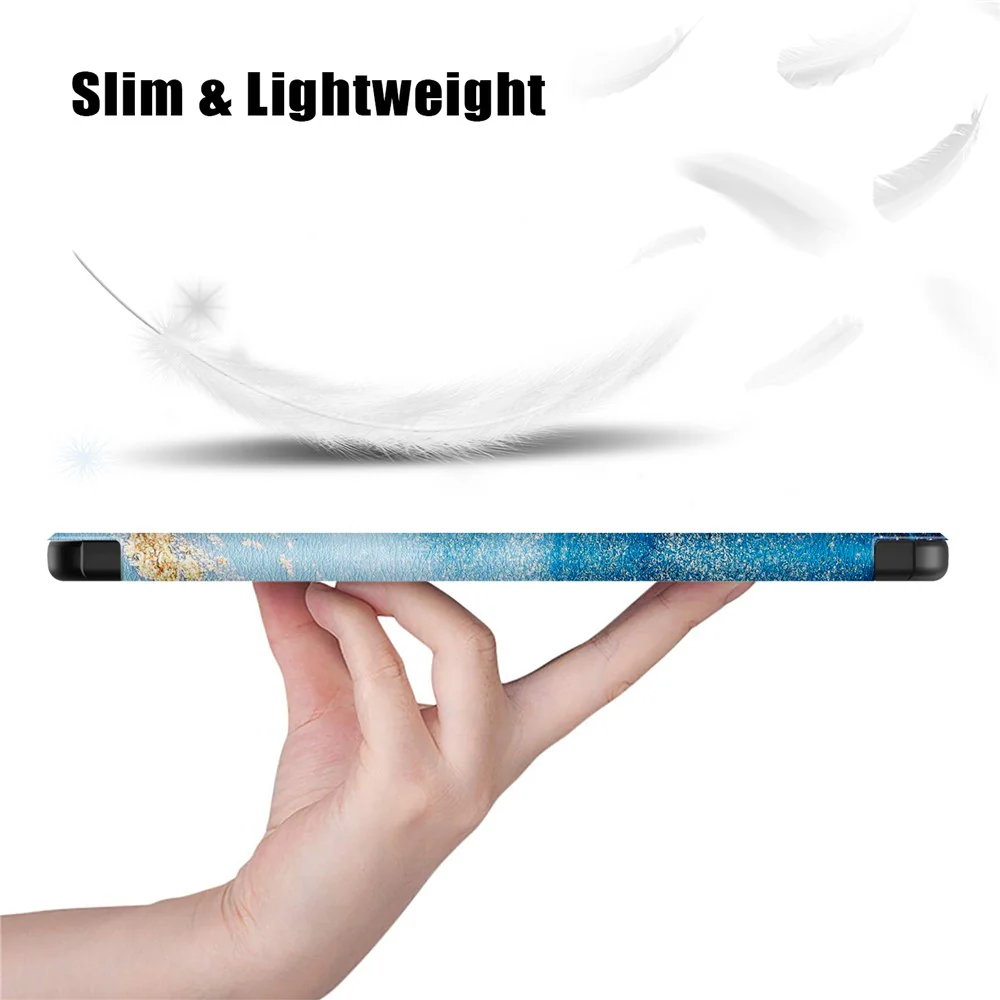 Trifold Stand Cover for Lenovo Tab M10 5G TB-360ZU , PU Leather Pattern Printing Tablet Case with Auto Sleep / Wake - Wave - Image 8