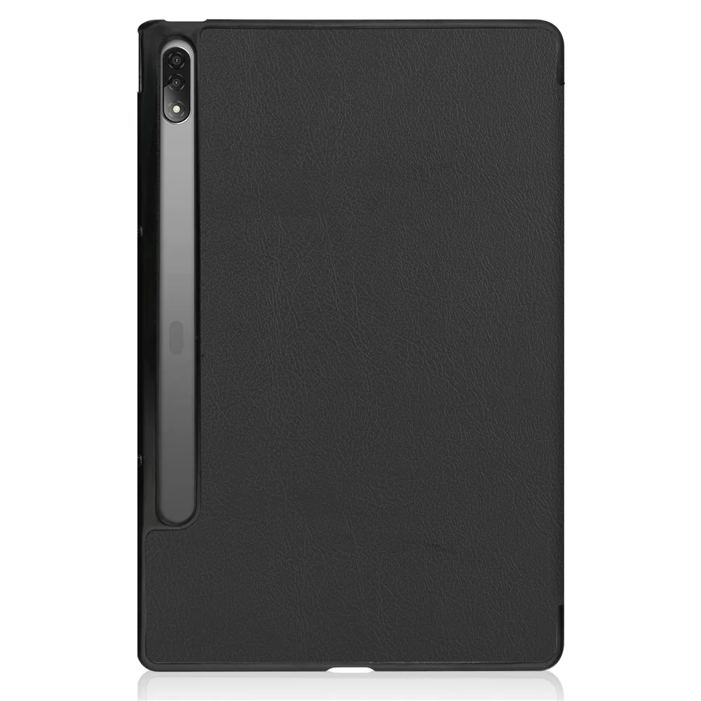 Trifold Stand Tablet Cover for Lenovo Tab P12 Pro, PU Leather + PC Protective Auto Wake/Sleep Smart Case - Black - Image 3