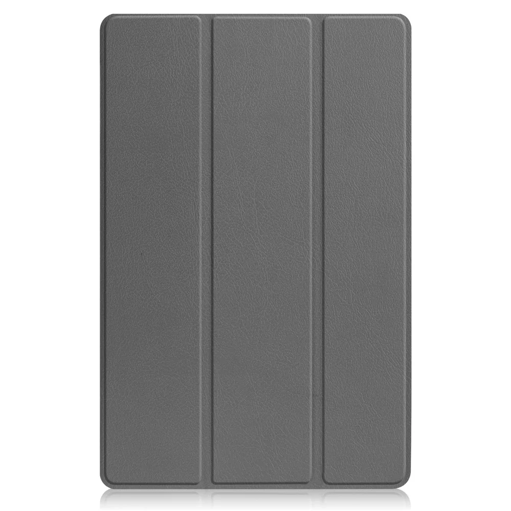 Trifold Stand Tablet Cover for Lenovo Tab P12 Pro, PU Leather + PC Protective Auto Wake/Sleep Smart Case - Grey - Image 2