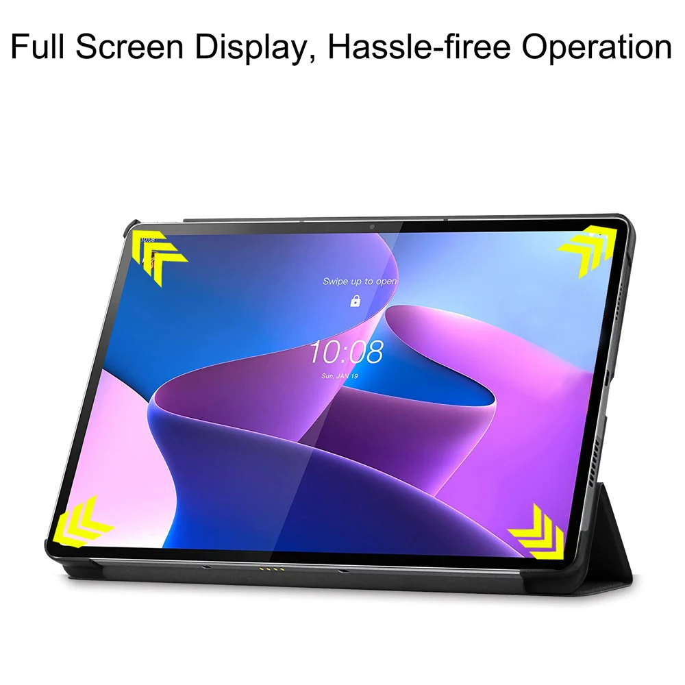 Trifold Stand Tablet Cover for Lenovo Tab P12 Pro, PU Leather + PC Protective Auto Wake/Sleep Smart Case - Rose Gold - Image 7